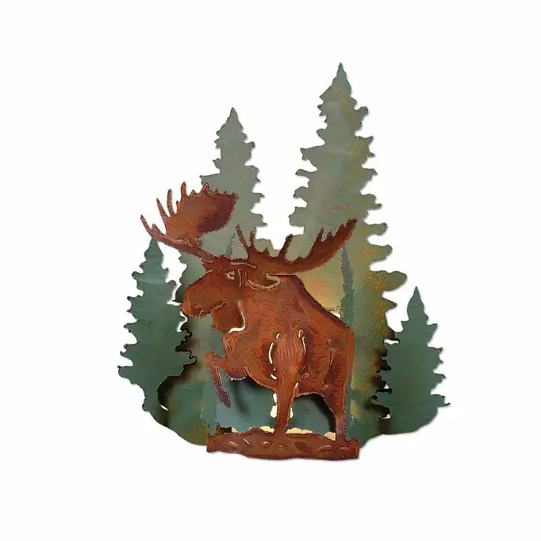 Crestline Alaskan Moose Wall Sconce in Pine Green with Rust Patina