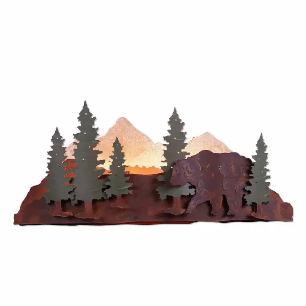 Crestline-Bear Two Light Wall Sconce in Pine Green/Rust Patina