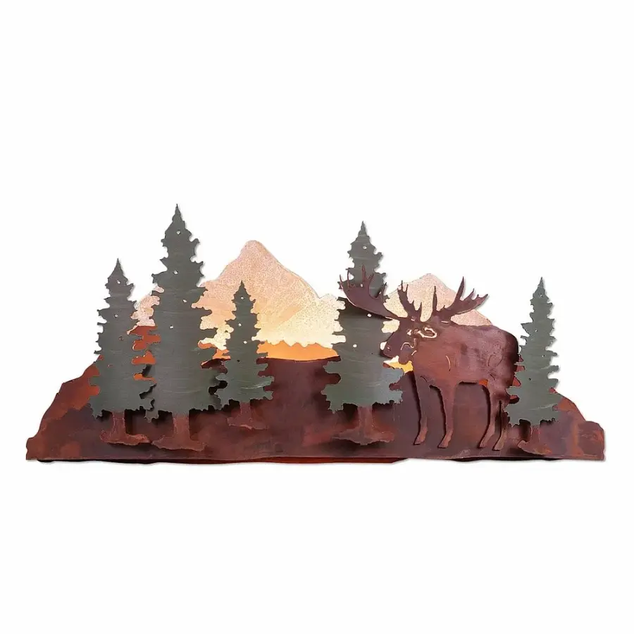 Crestline Moose Two Light Wall Sconce in Pine Green with Rust Patina
