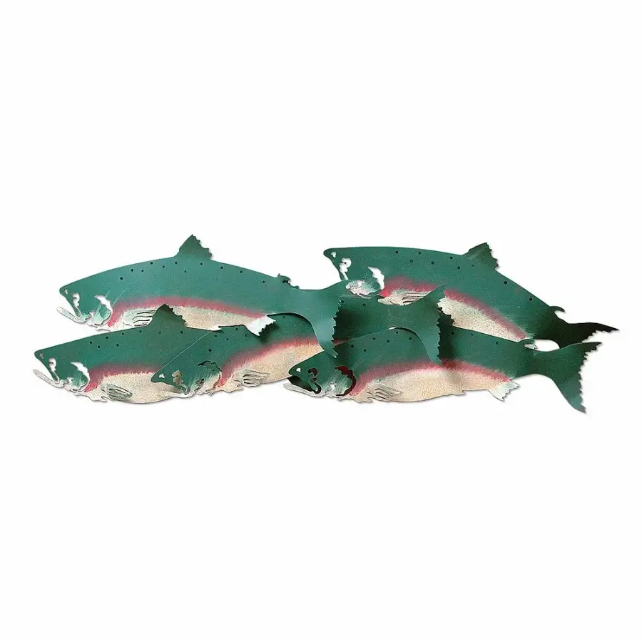 Crestline Big Fish Chinook Salmon 4-Light Wall Sconce in Rust Patina