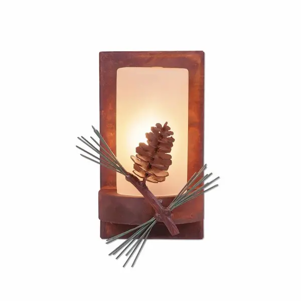Wisley Pine Cone Wall Sconce in Pine Green with Rust Patina