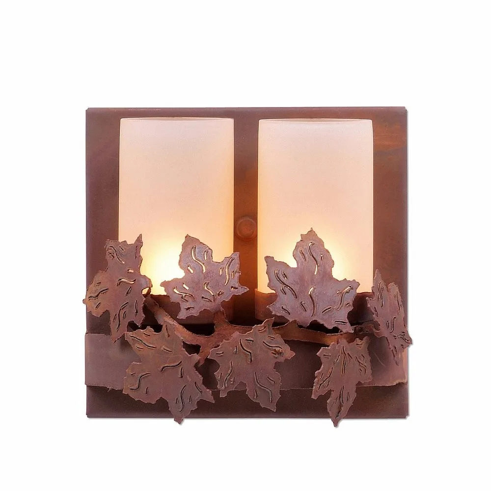 Wisley-Maple Leaf Rust Patina Two Light Wall Sconce in Rust Patina