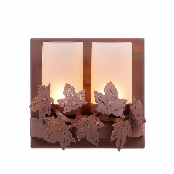 Wisley Maple Leaf Two Light Wall Sconce in Rust Patina