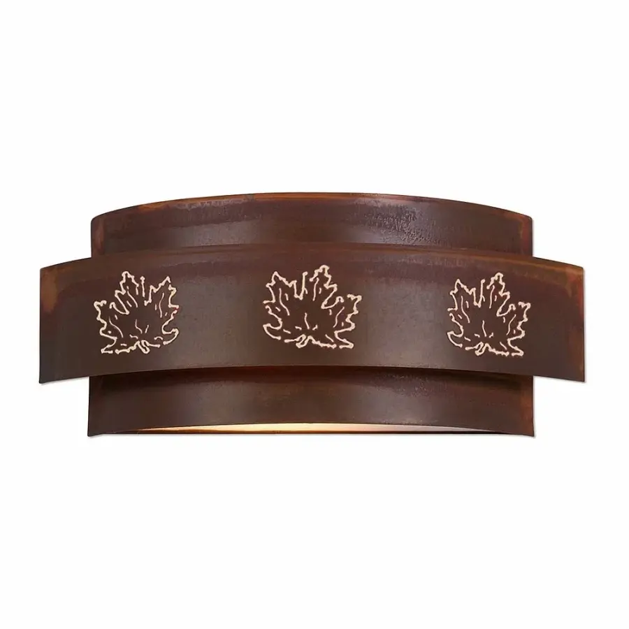 Northridge Maple Cutout Two Light Wall Sconce in Rust Patina