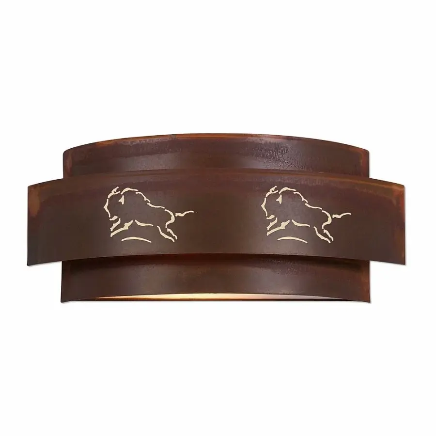 Northridge Bison Two Light Wall Sconce in Rust Patina