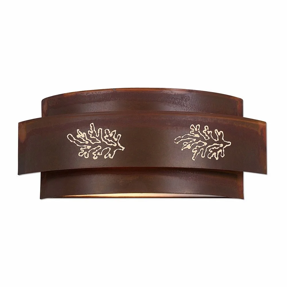 Northridge-Cedar Bough Cutout Two Light Wall Sconce in Rust Patina