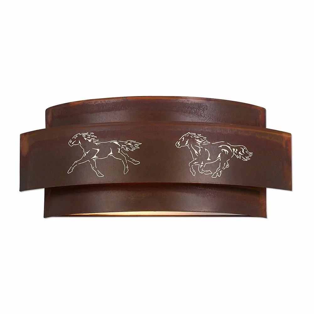 Northridge-Horse Cutout Two Light Wall Sconce in Rust Patina