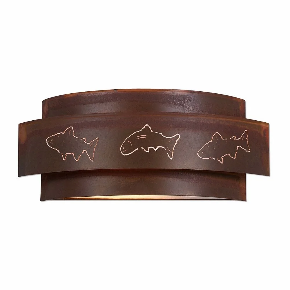 Northridge-Fish Cutout Two Light Wall Sconce in Rust Patina