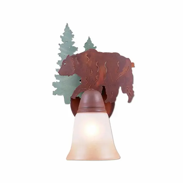 Crestline Bear One Light Wall Sconce in Pine Tree Green with Rust Patina