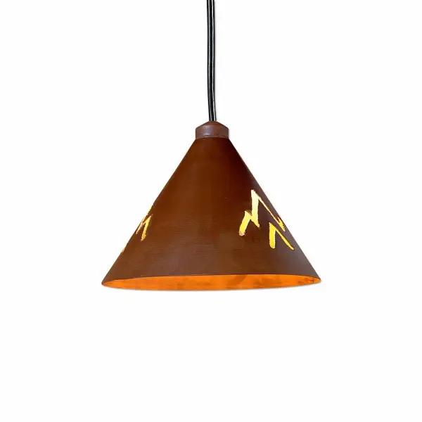 River Cabin style Hanging Pendant Lights handmade in USA by Avalanche Ranch Lighting. This light features our exclusive metal wildlife art of a Deception Pass Art. This Pendant Light is ideal for anyone looking to add rustic character or unique log home lighting to their home. Dimensions (inches): 8h x 9w and Takes 1 - Type A19 bulb - 60W max. each Collection: Canyon Rust Patina Finish: Rust Patina Width: 9.00" Height: 8.00" Number of Bulbs: 1 Maximum Wattage: 60.00 W Bulb Type: A19 Bulb Base: Medium