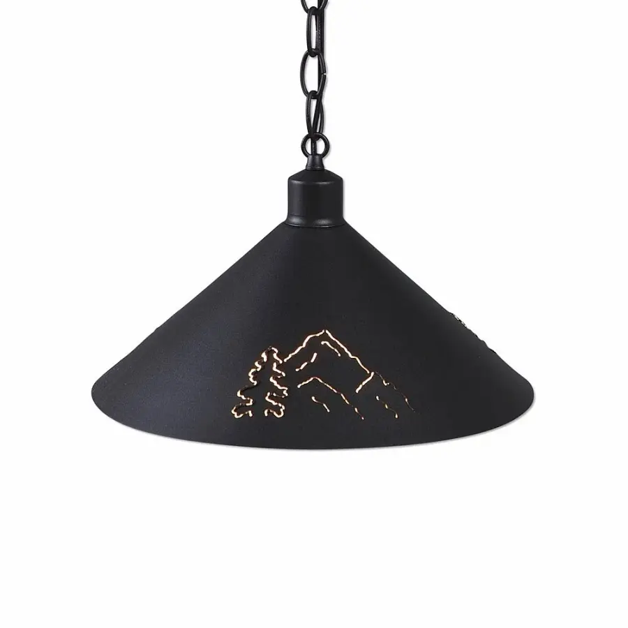 Canyon Black Iron One Light Pendant with Tree Design