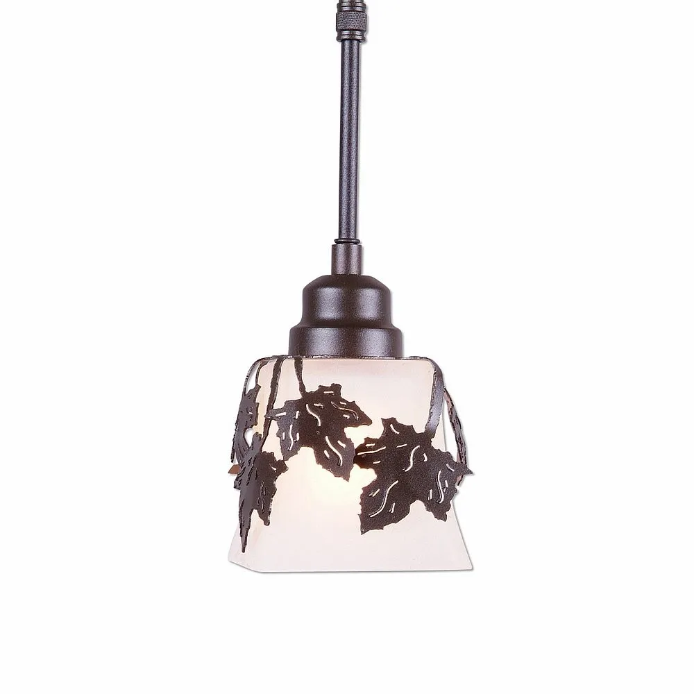 Woodland-Maple Leaf Dark Bronze Metallic One Light Pendant in Dark Bronze Metallic