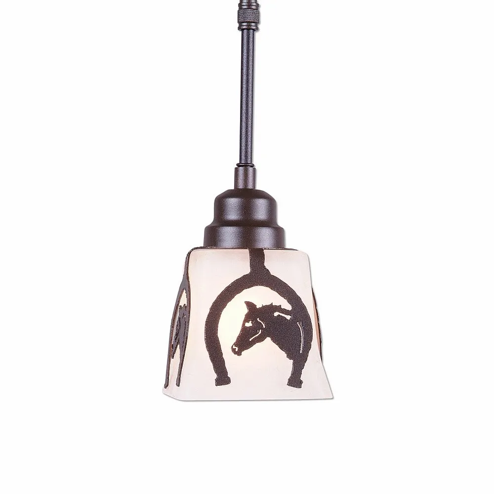 Woodland-Horse Horseshoe One Light Pendant in Dark Bronze Metallic