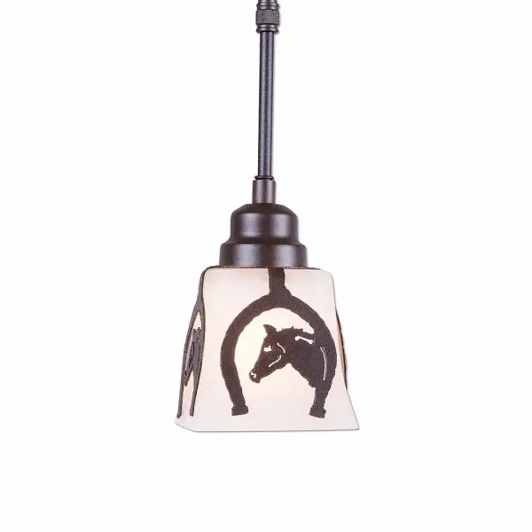 Woodland-Horse Horseshoe One Light Pendant in Dark Bronze Metallic