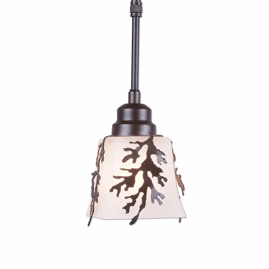 Woodland Cedar Bough Dark Bronze Metallic One Light Pendant