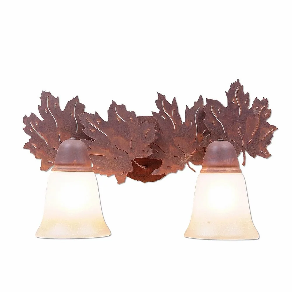 Crestline-Maple Leaf Two Light Bath Vanity Light in Rust Patina