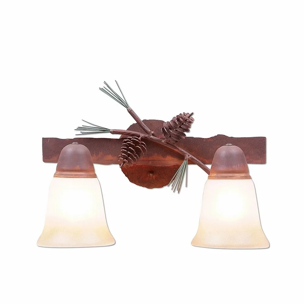 Crestline-Pine Cone Two Light Bath Vanity Light in Pine Tree Green-Rust Patina