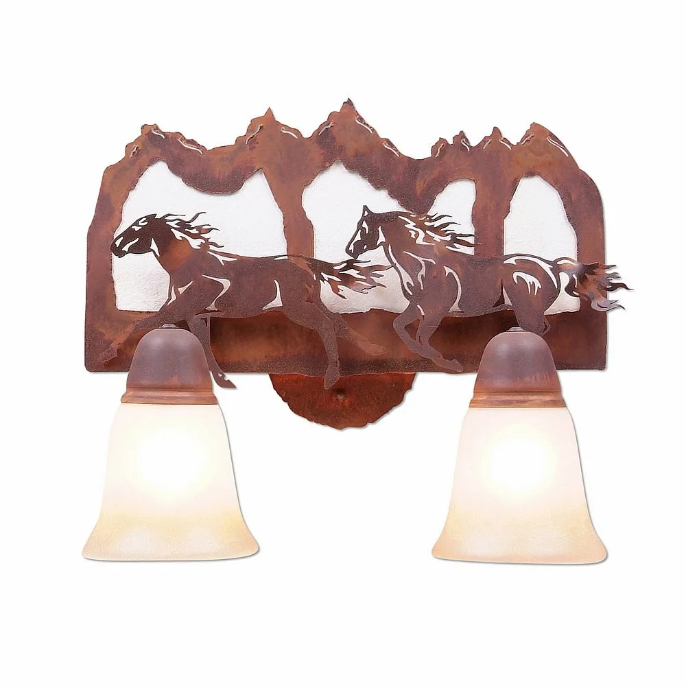 Crestline-Horse-Mtn Two Light Bath Vanity Light in Rust Patina
