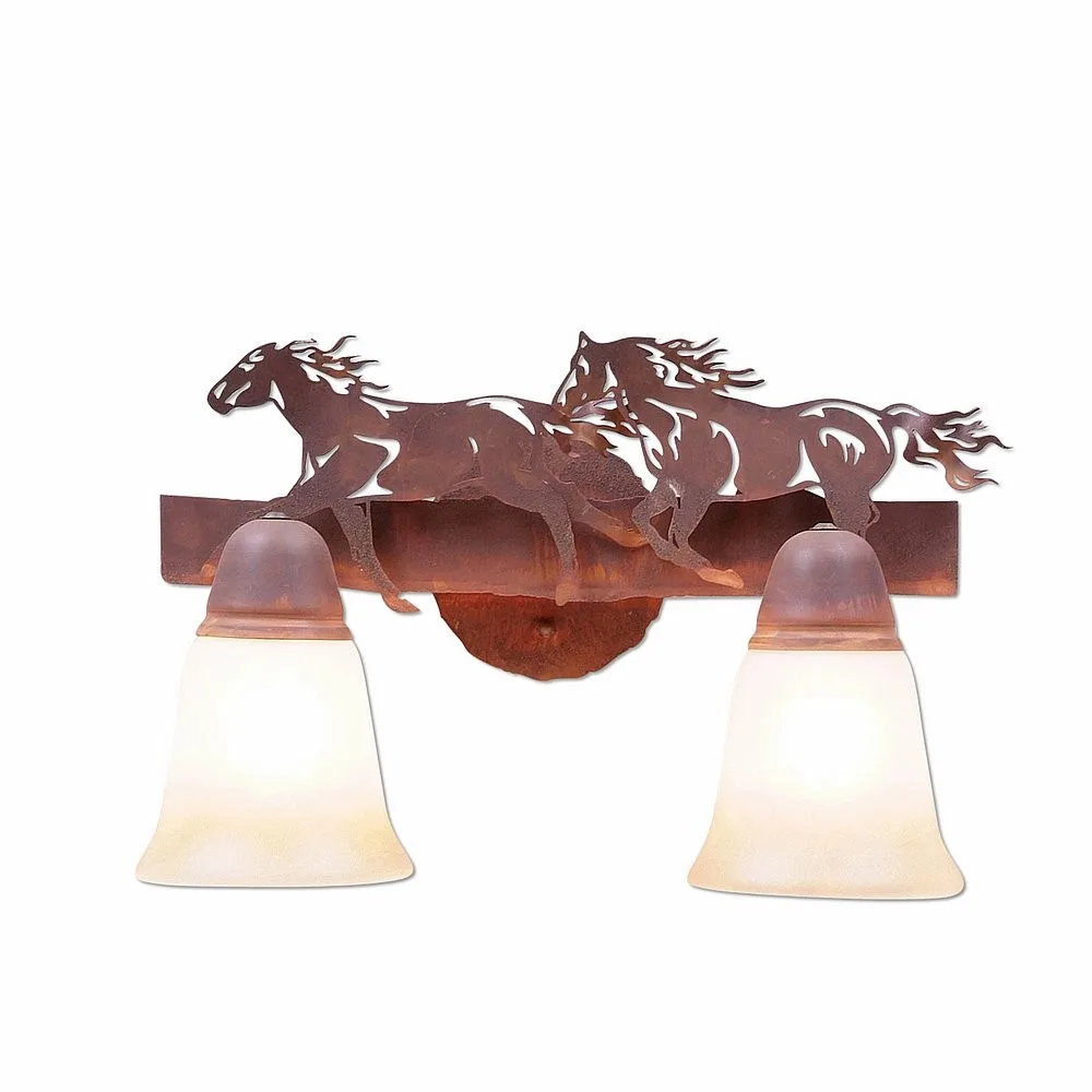 Crestline-Horse Two Light Bath Vanity Light in Rust Patina