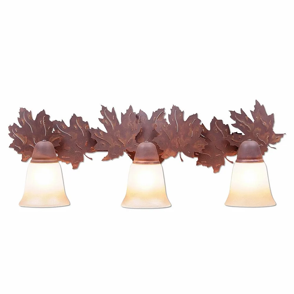 Crestline-Maple Leaf Three Light Bath Vanity Light in Rust Patina