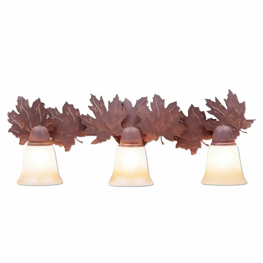 Crestline Maple Leaf 3-Light Bath Vanity Light in Rust Patina