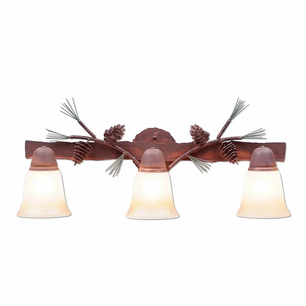 Crestline-Pine Cone Three Light Bath Vanity Light in Pine Tree Green-Rust Patina