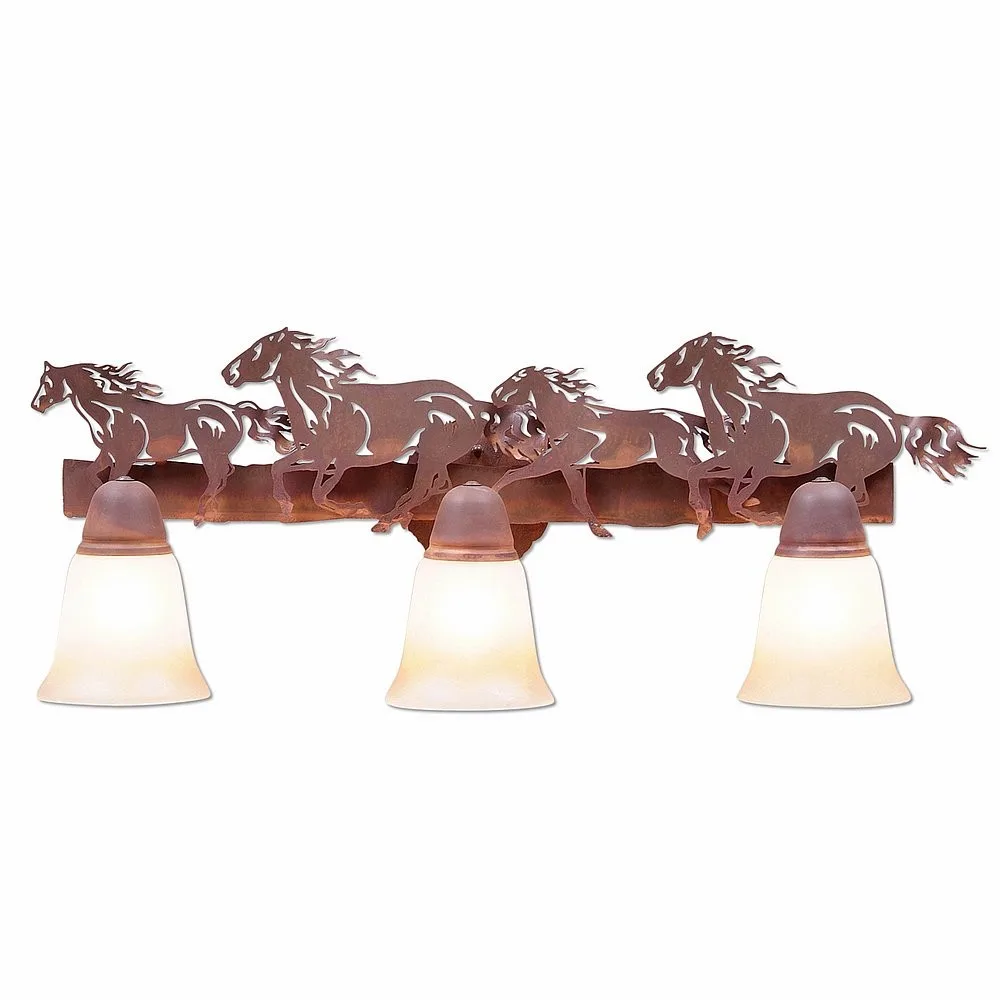 Crestline-Horse Three Light Bath Vanity Light in Rust Patina
