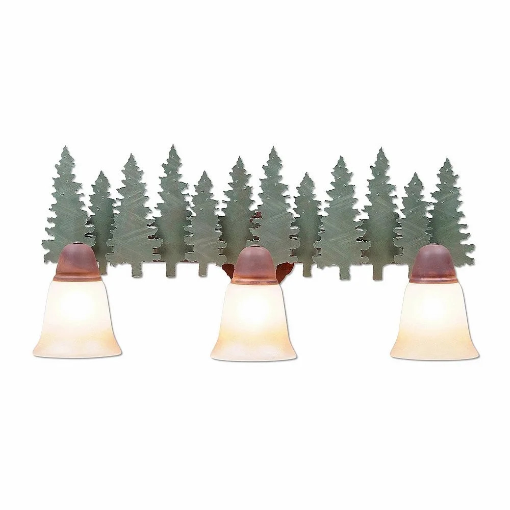 Crestline-Pine Tree Three Light Bath Vanity Light in Pine Tree Green-Rust Patina