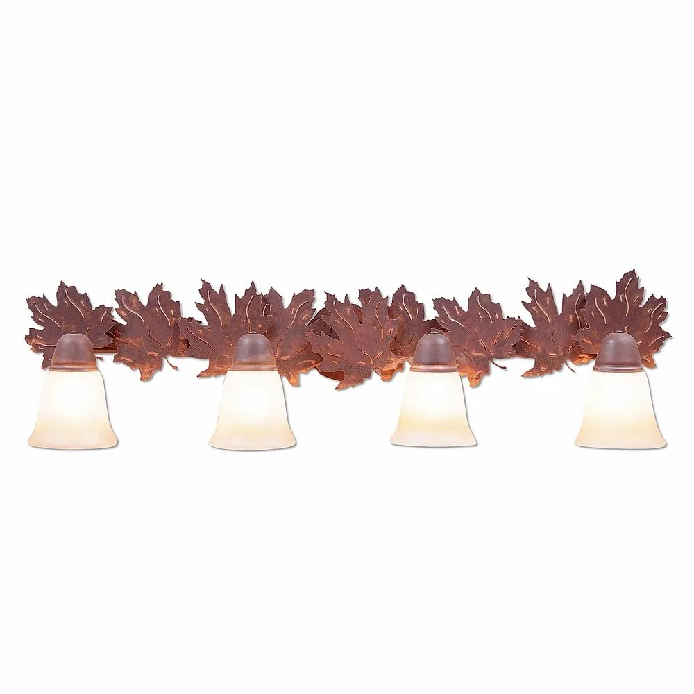 Crestline-Maple Leaf Four Light Bath Vanity Light in Rust Patina