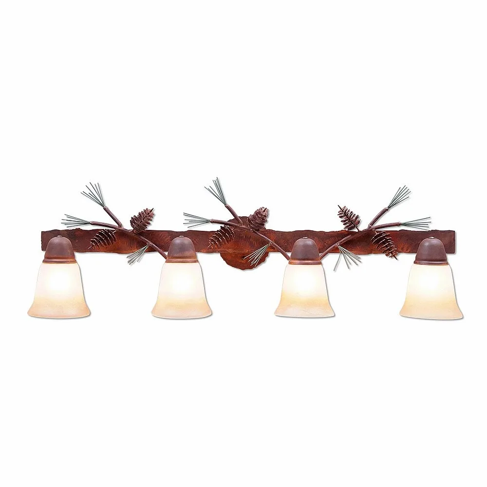 Crestline-Pine Cone Four Light Bath Vanity Light in Pine Tree Green-Rust Patina
