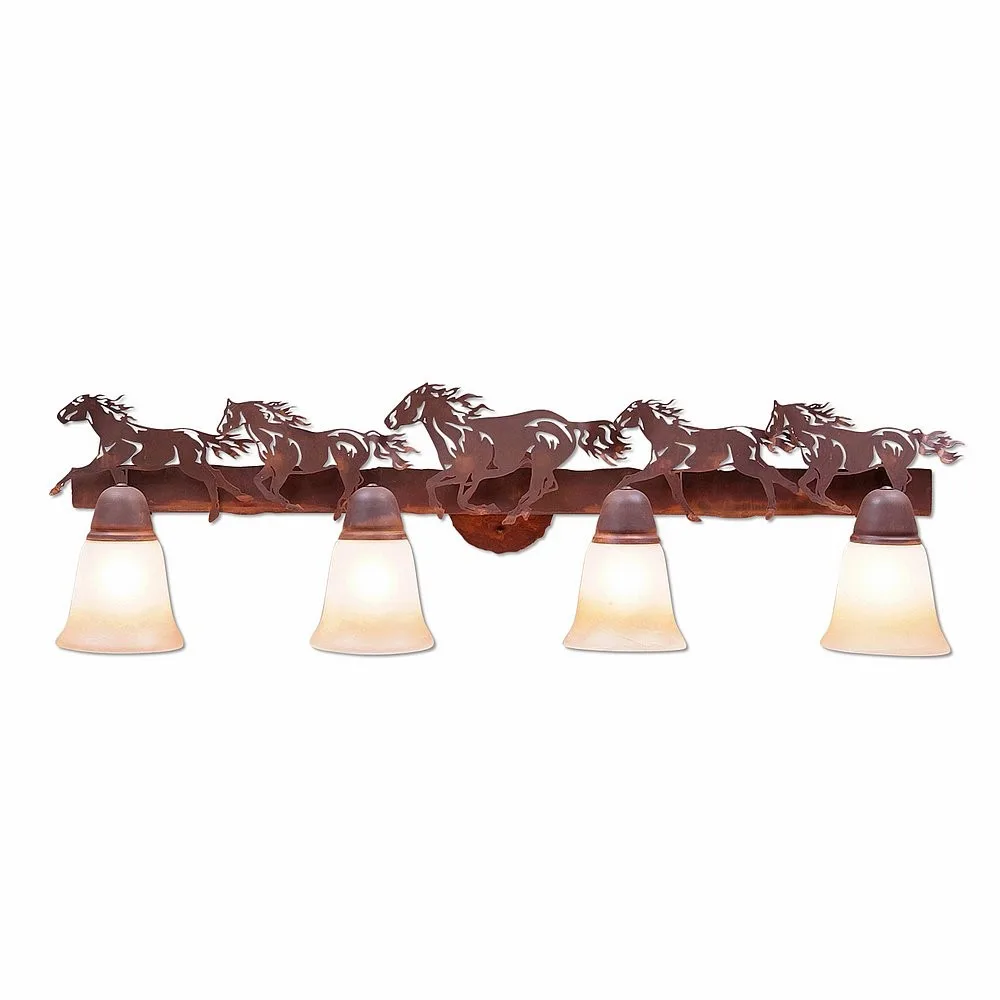 Crestline-Horse Four Light Bath Vanity Light in Rust Patina