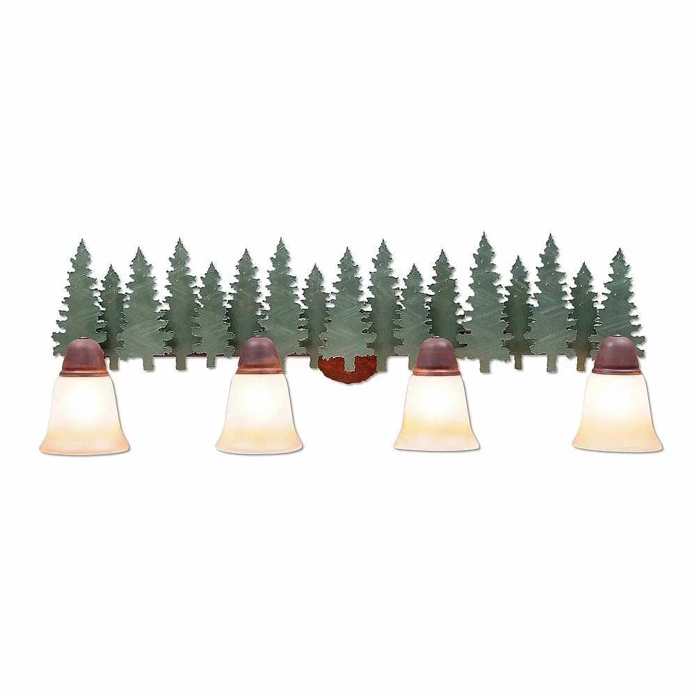 Crestline-Pine Tree Four Light Bath Vanity Light in Pine Tree Green-Rust Patina
