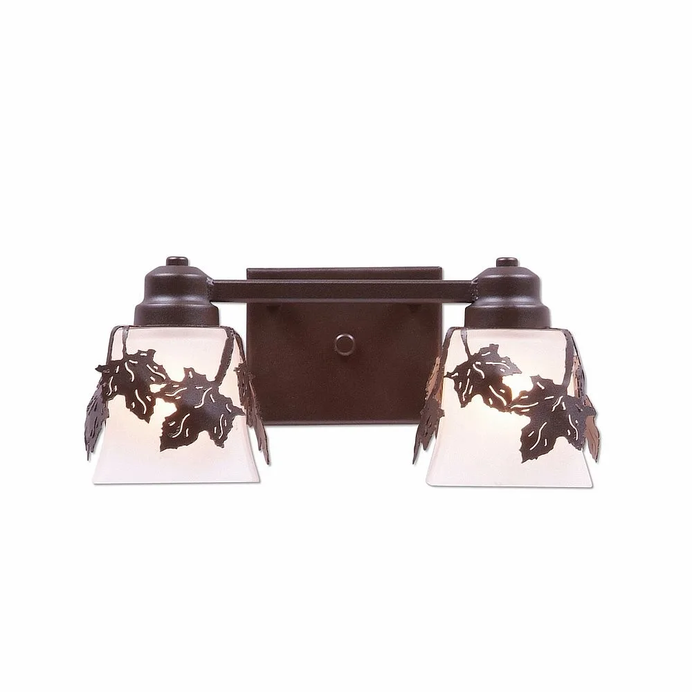 Woodland-Maple Leaf Dark Bronze Metallic Two Light Bath Vanity Light in Dark Bronze Metallic