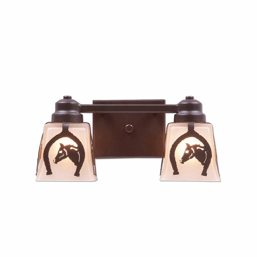 Woodland-Horse Horseshoe Two Light Bath Vanity Light in Dark Bronze Metallic