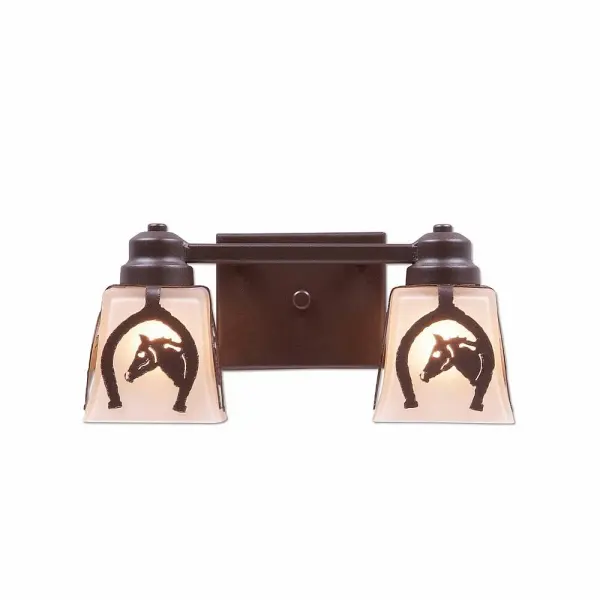 Woodland Horse Horseshoe 2-Light Bath Vanity Light in Dark Bronze