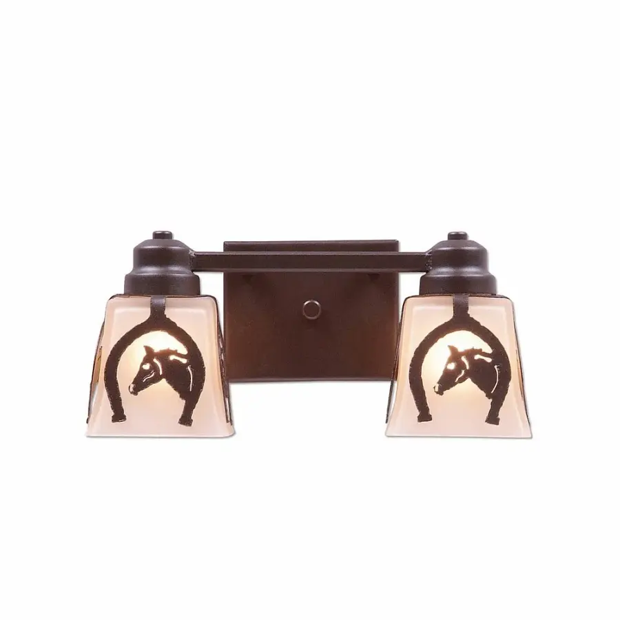 Woodland Horse Horseshoe 2-Light Bath Vanity Light in Dark Bronze
