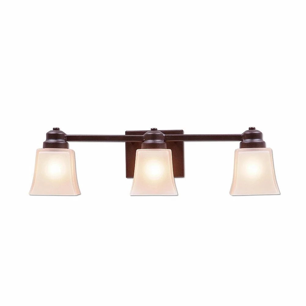 Woodland-Rustic Plain Dark Bronze Metallic Three Light Bath Vanity Light in Dark Bronze Metallic
