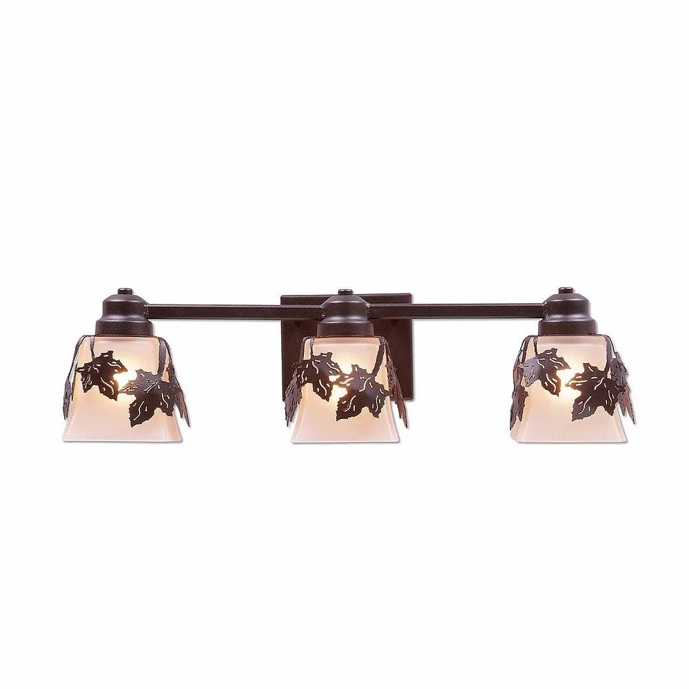 Woodland-Maple Leaf Dark Bronze Metallic Three Light Bath Vanity Light in Dark Bronze Metallic