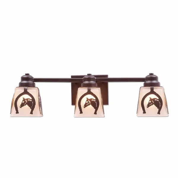 Woodland-Horse Horseshoe Three Light Bath Vanity Light