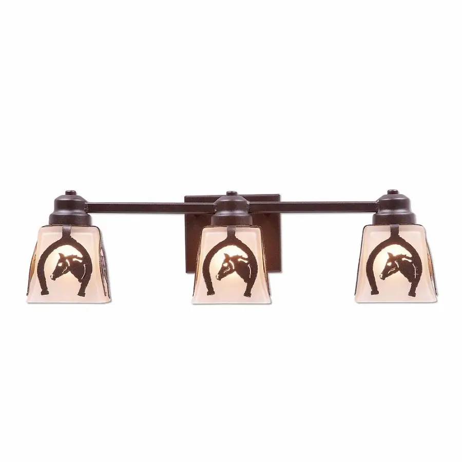 Woodland-Horse Horseshoe Three Light Bath Vanity Light