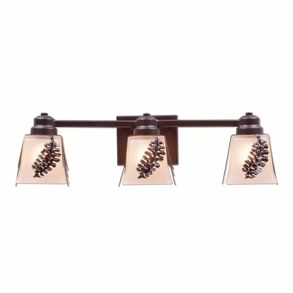 Woodland-Spruce Cone Three Light Bath Vanity Light