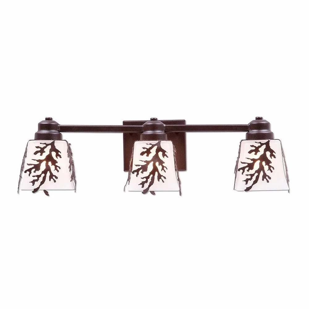 Woodland-Cedar Bough Dark Bronze Metallic Three Light Bath Vanity Light in Dark Bronze Metallic
