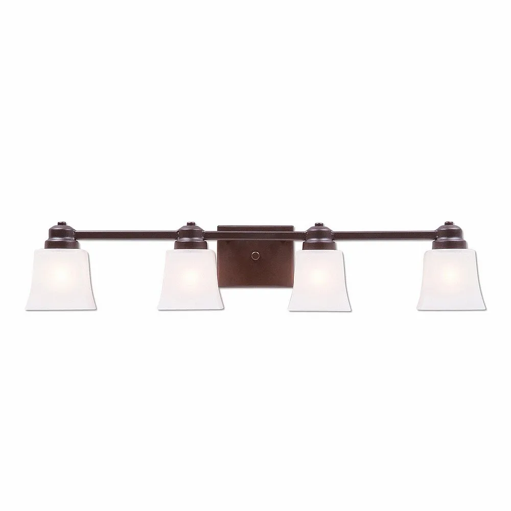 Woodland-Rustic Plain Dark Bronze Metallic Four Light Bath Vanity Light in Dark Bronze Metallic