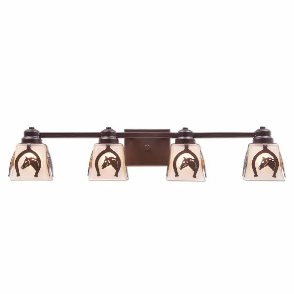 Woodland Horse Horseshoe 4-Light Bath Vanity Light in Dark Bronze
