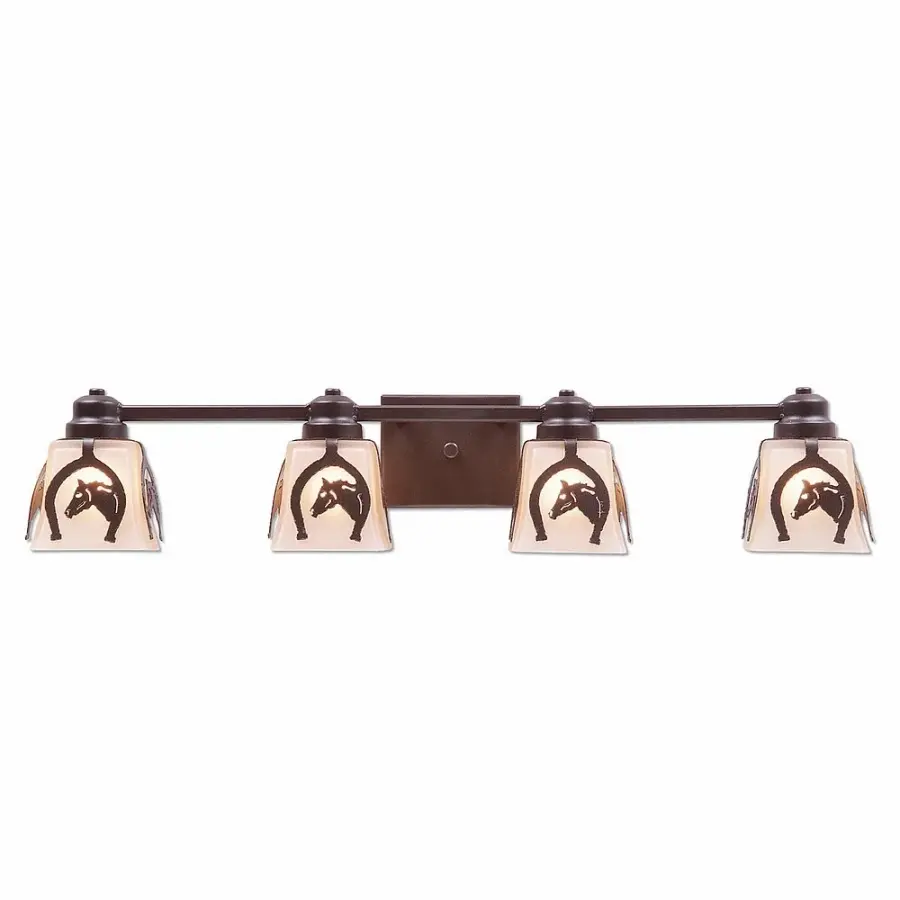 Woodland Horse Horseshoe 4-Light Bath Vanity Light in Dark Bronze