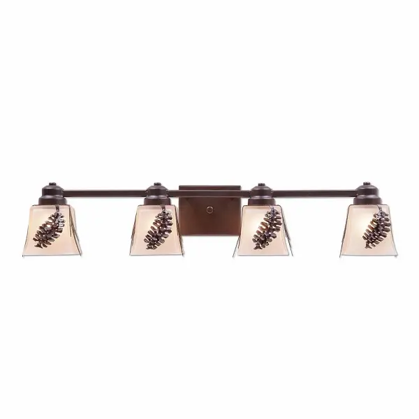 Woodland-Spruce Cone Four Light Bath Vanity Light in Dark Bronze Metallic