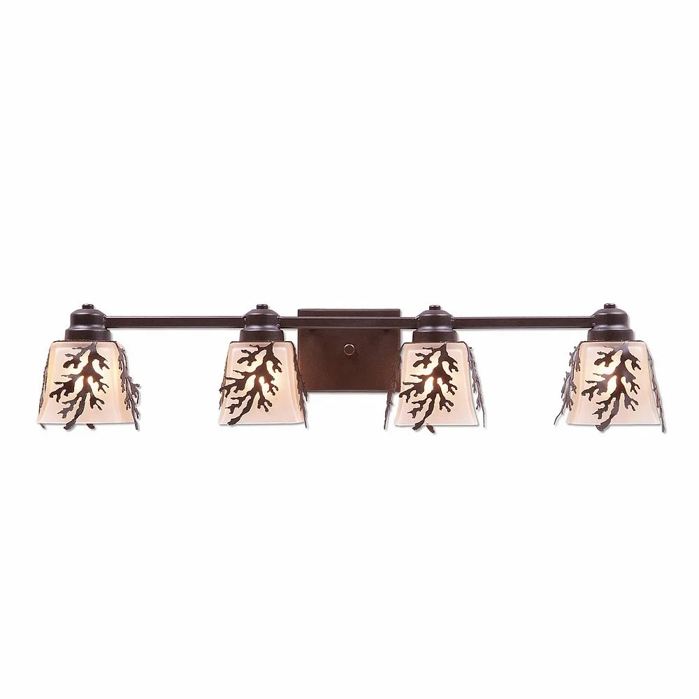 Woodland-Cedar Bough Dark Bronze Metallic Four Light Bath Vanity Light in Dark Bronze Metallic