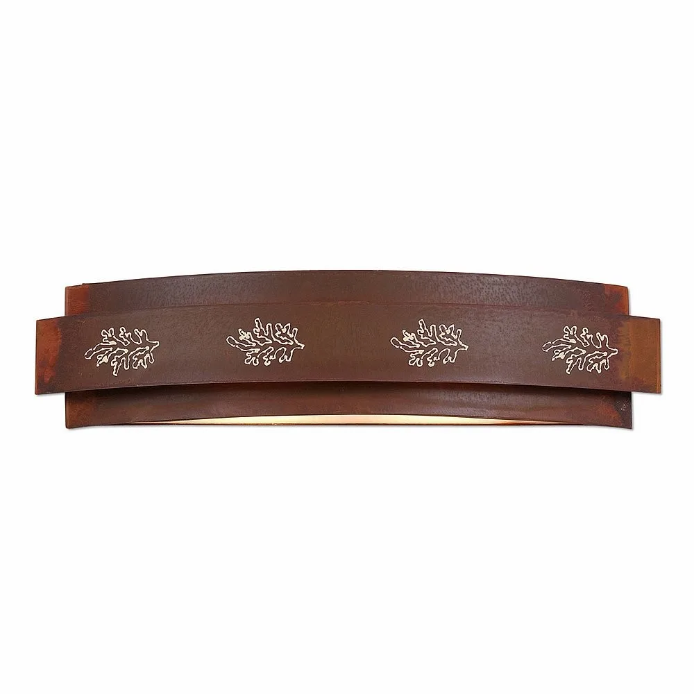 Northridge-Cedar Bough Cutout Four Light Bath Vanity Light in Rust Patina