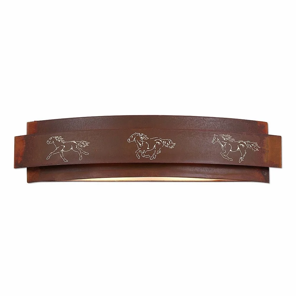 Northridge-Horse Cutout Four Light Bath Vanity Light in Rust Patina