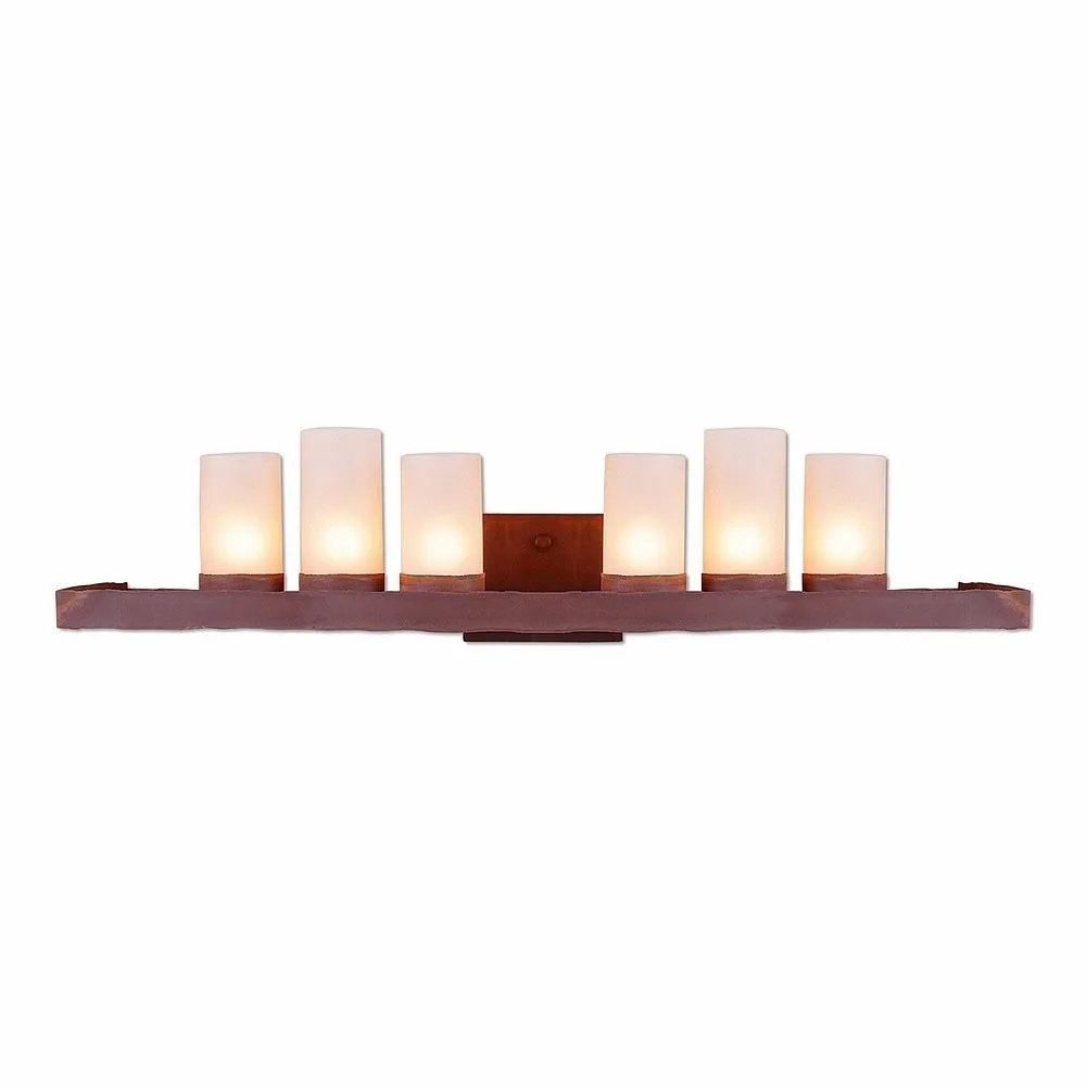 Wisley-Rustic Plain Nine Light Bath Vanity Light in Rust Patina